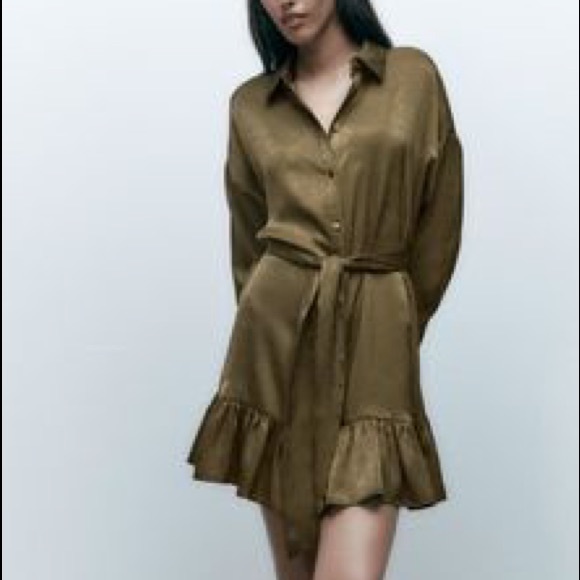 Zara Satin Shirt Dress Zara Satin Shirt White Button Down Dress Zara Long  Sleeve White